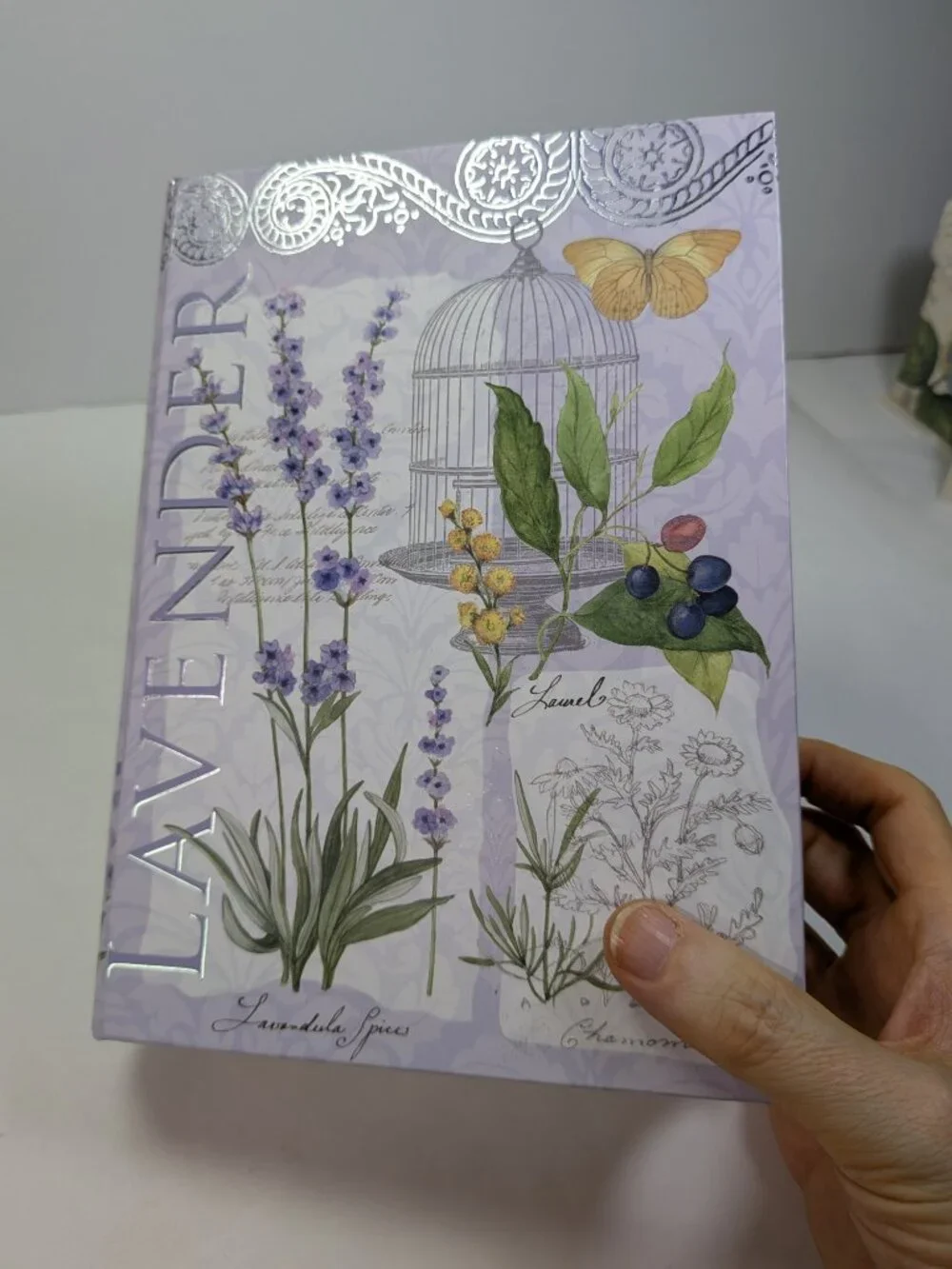 Susan Winget Botanical Gift Box Lot 3pc Lavender Book Hydrangea Peony